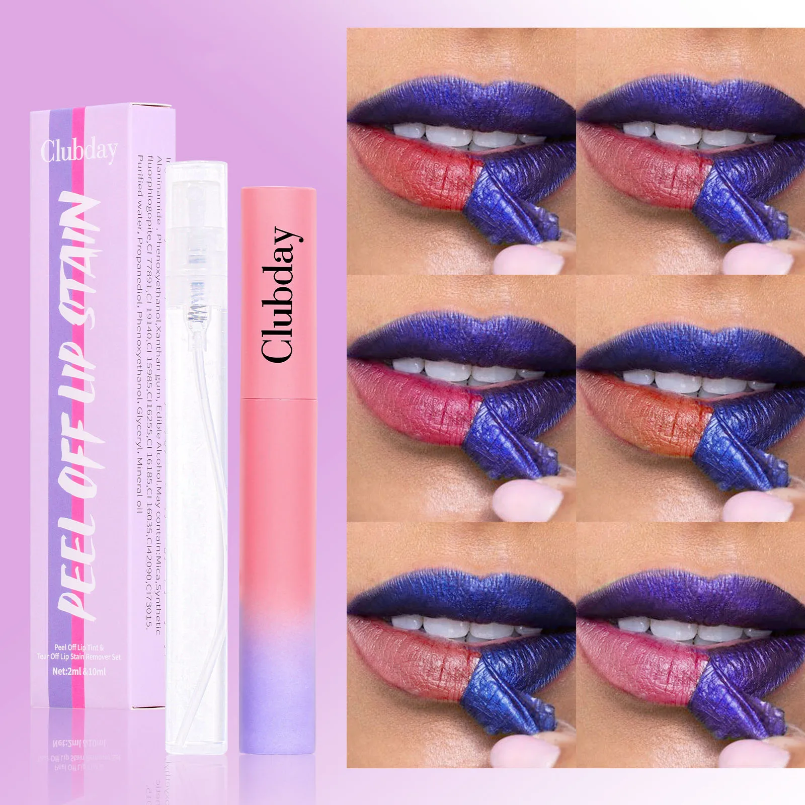 Long Lasting Peel Off Lip Stain Makeup Lip Tint Set Waterproof Lip Gloss