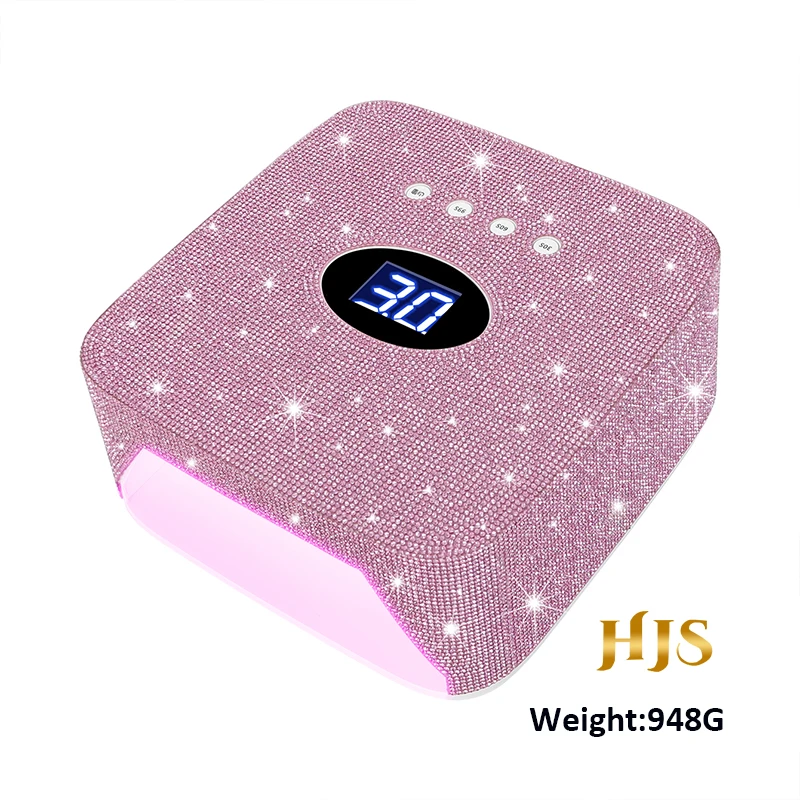 HJS Diamond LED Gel Lamp 54W UV with Smart Sensor 9600Mah Large Battery Pedicure Speed Plastic Wireless Rhinestone UV lamp