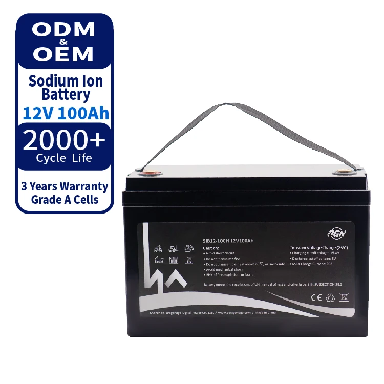 PARAGONAGE 12V 100Ah 200Ah sodium cell Ion RV Battery Solar Charge 100Ah Marine Battery Pack