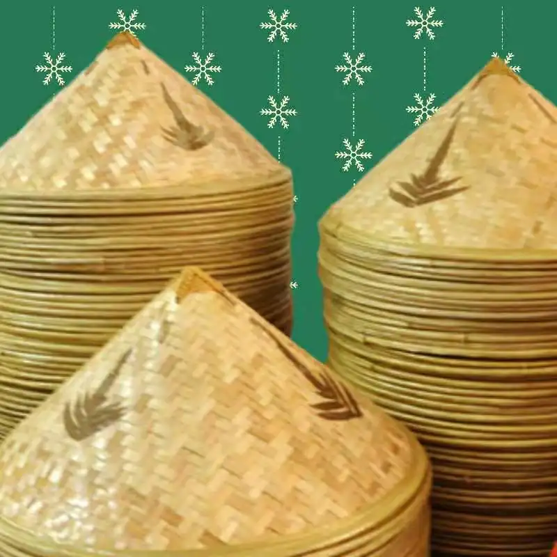 Bamboo Bucket Hat Large Brim Rainproof and sunproof fishing sun hat summer farm Conical straw hat