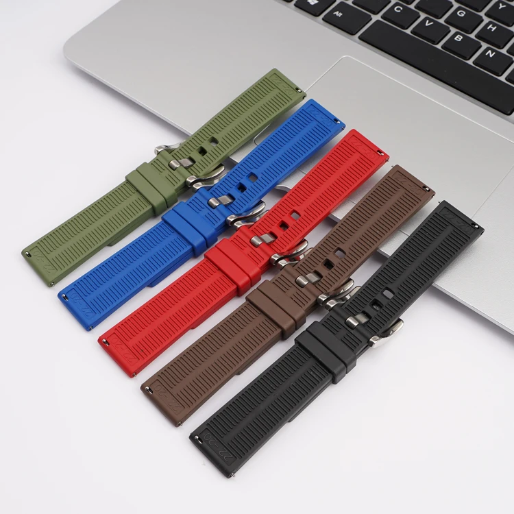 LAIHE Adjustable Custom Soft Waterproof Quick Release Replacement FKM Rubber Watchbands 22mm Smart Watch Straps Bands for Garmin