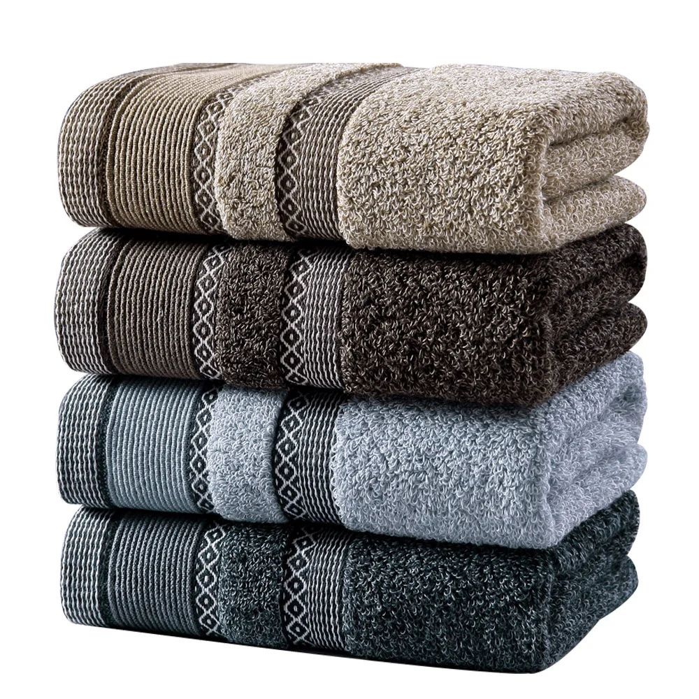 100% Cotton AB Yarn 33x70cm Super Thick Hand Towel With Satin