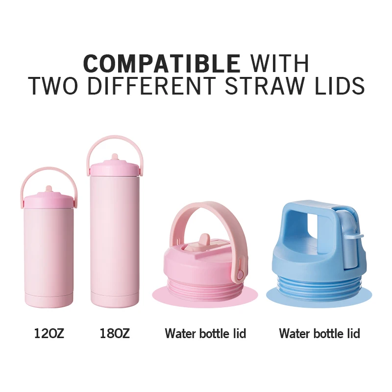 High Quality Outdoor Gym Stainless Steel Water Bottle BPA free Custom Logo 18oz Bottle with Handle and Straw