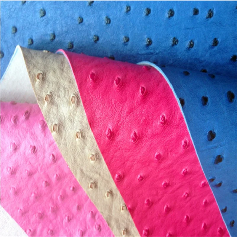 black ostrich PVC anti-mildew faux imitation artificial leather for handbags