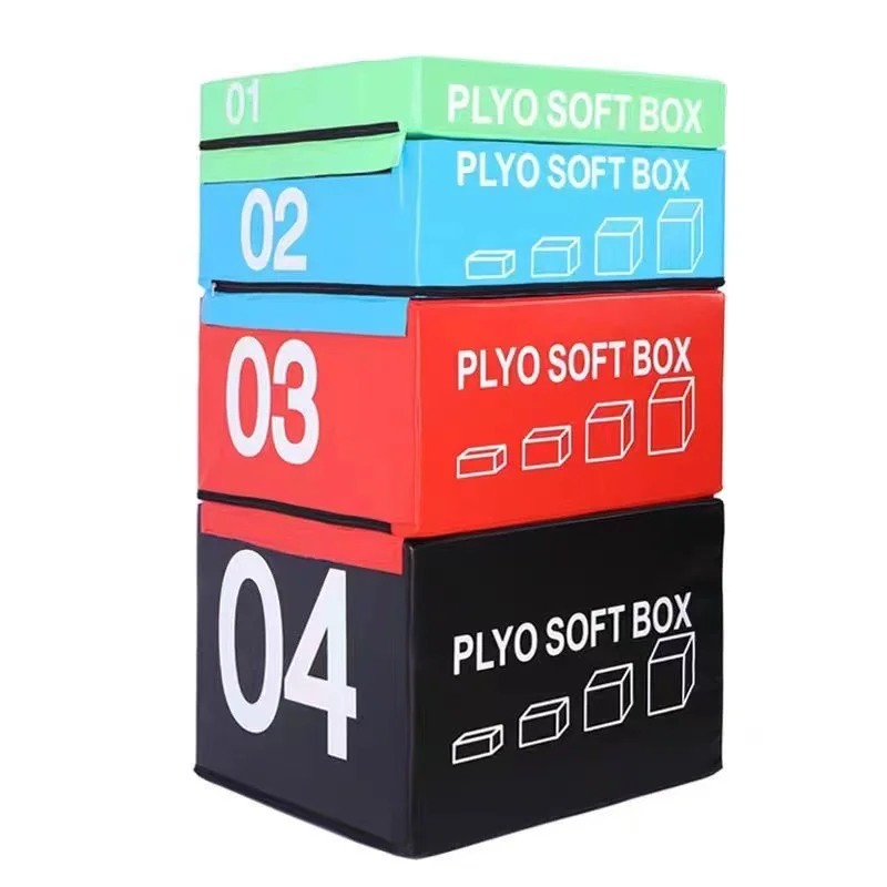 High Quality Fitness training Gym 3 In 1 Plyometric Boxes PVC Soft Jumping Exercises Plyo Box Foam jump box set