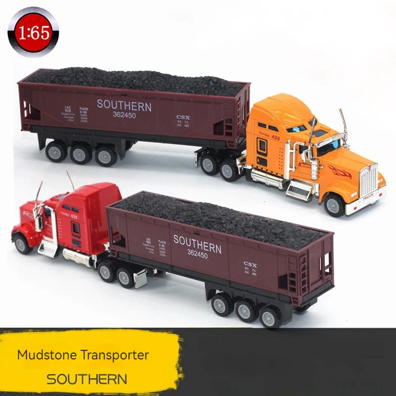 1/65 Scale 6 Packs Alloy Vehicles for Kids 3 Color Trailer Shift Gilding Container Metal Truck Model Car Diecast Toys