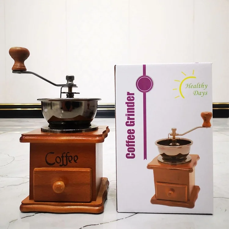 WISDOM Antigua Style Aluminum Alloy Burr Homeuse Espresso Portable Hand Coffee Grinder Manual Hand-Operated Coffee Mill