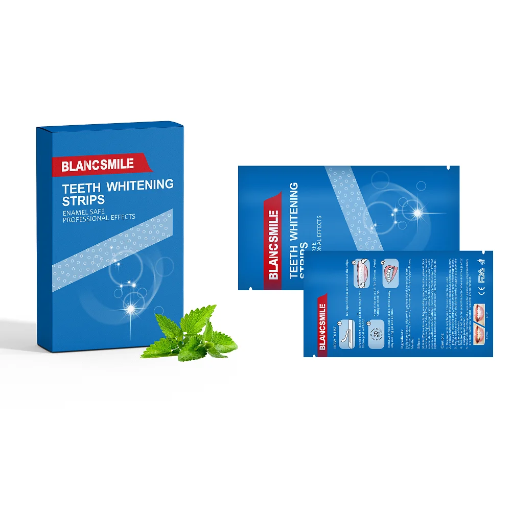 Hot Selling 14 Pairs Teeth Whitening Strips Raspberry Residue Free 6% HP PAP Gel Stirp Private Logo