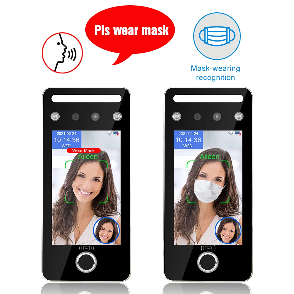 5 inch Dynamic Facial Access Control IR Face Recognition 125KHz RFID TCP/IP/RS485 Fingerprint Time Attendance Terminal