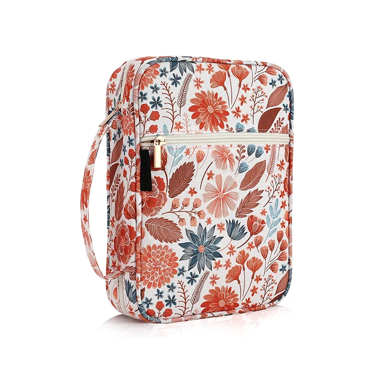 supplier custom fancy Style multifunctional storage fabric canvas Bible Cover Protective Carrying Book Case Church Bible Bag