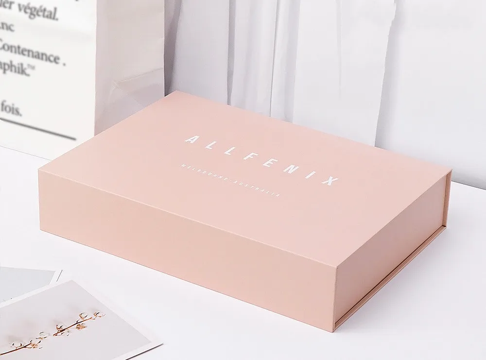 Wholesale Custom Printed Handmade Luxury Rigid Paper Cardboard Pink Simple Empty Magnetic Closure Gift Box