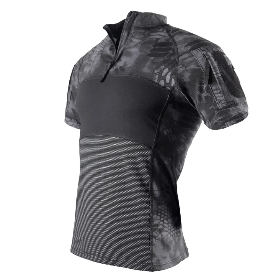 DFT904  Frog suit Outdoor sports task tactical T shirt short sleeves with pockets on arm