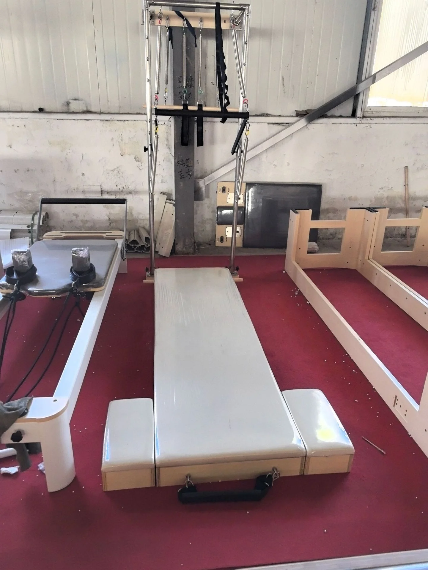 Pilates Cadillac Reformer Wall Unit Tower with Platform Mat for Physical Activity Exercise