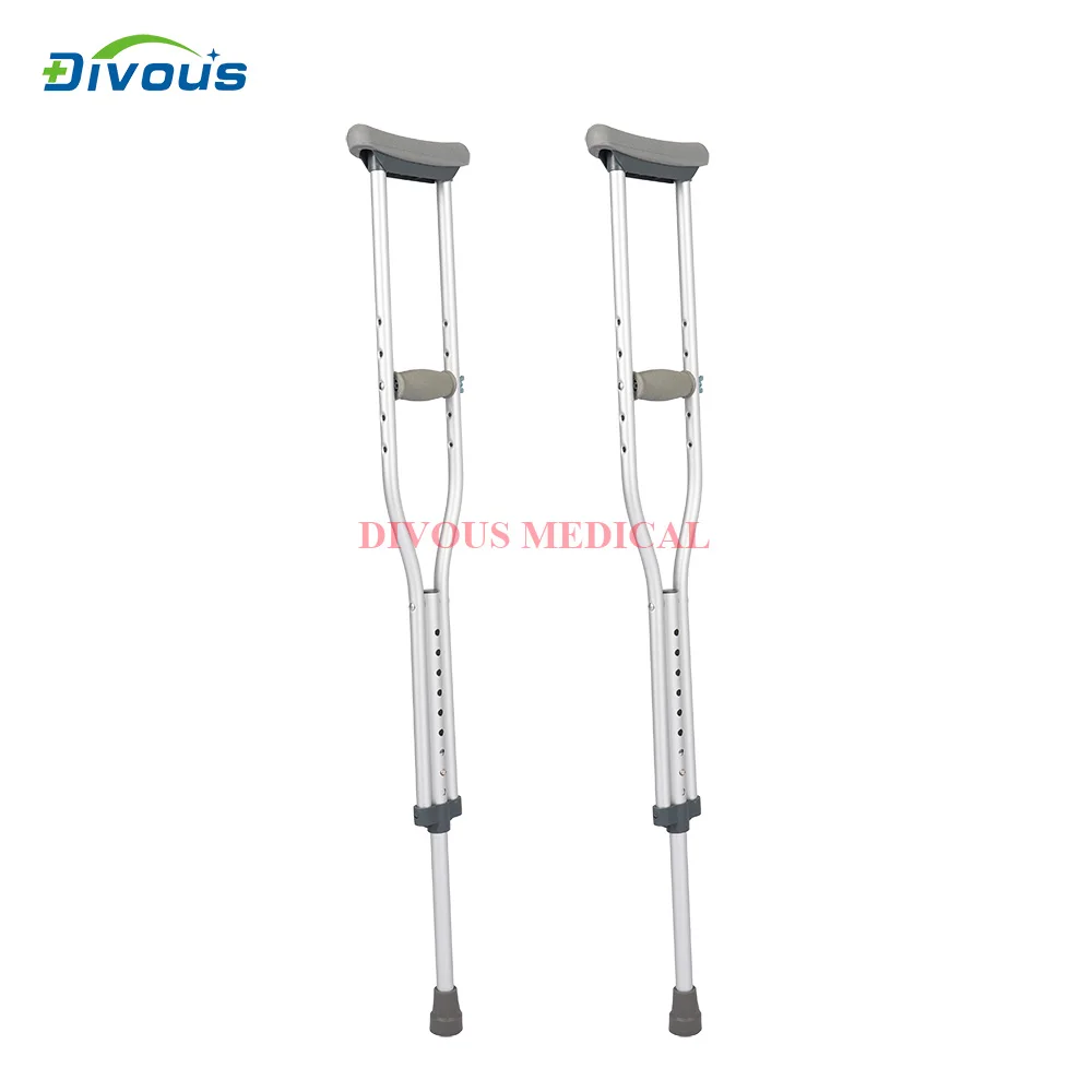 Adjustable Underarm Height Light weigh Aluminum Alloy Medical Portable Comfortable Telescopic Crutches Axillary Crutches