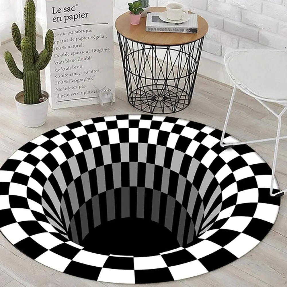 3d carpet floor mat illusion mat spiral rectangle carpet 3d geometric floor pad for living room bedroom