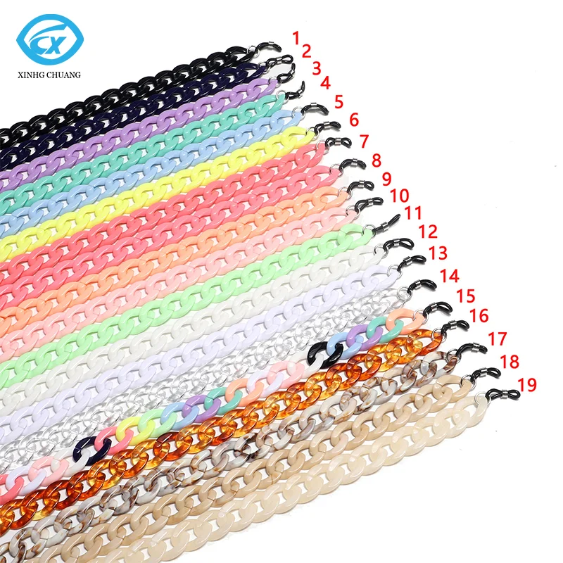 High Quality Big Flat Acrylic Chain multi-color Sunglasses Chain Eyeglass Holder Chunky Glasses for Chains