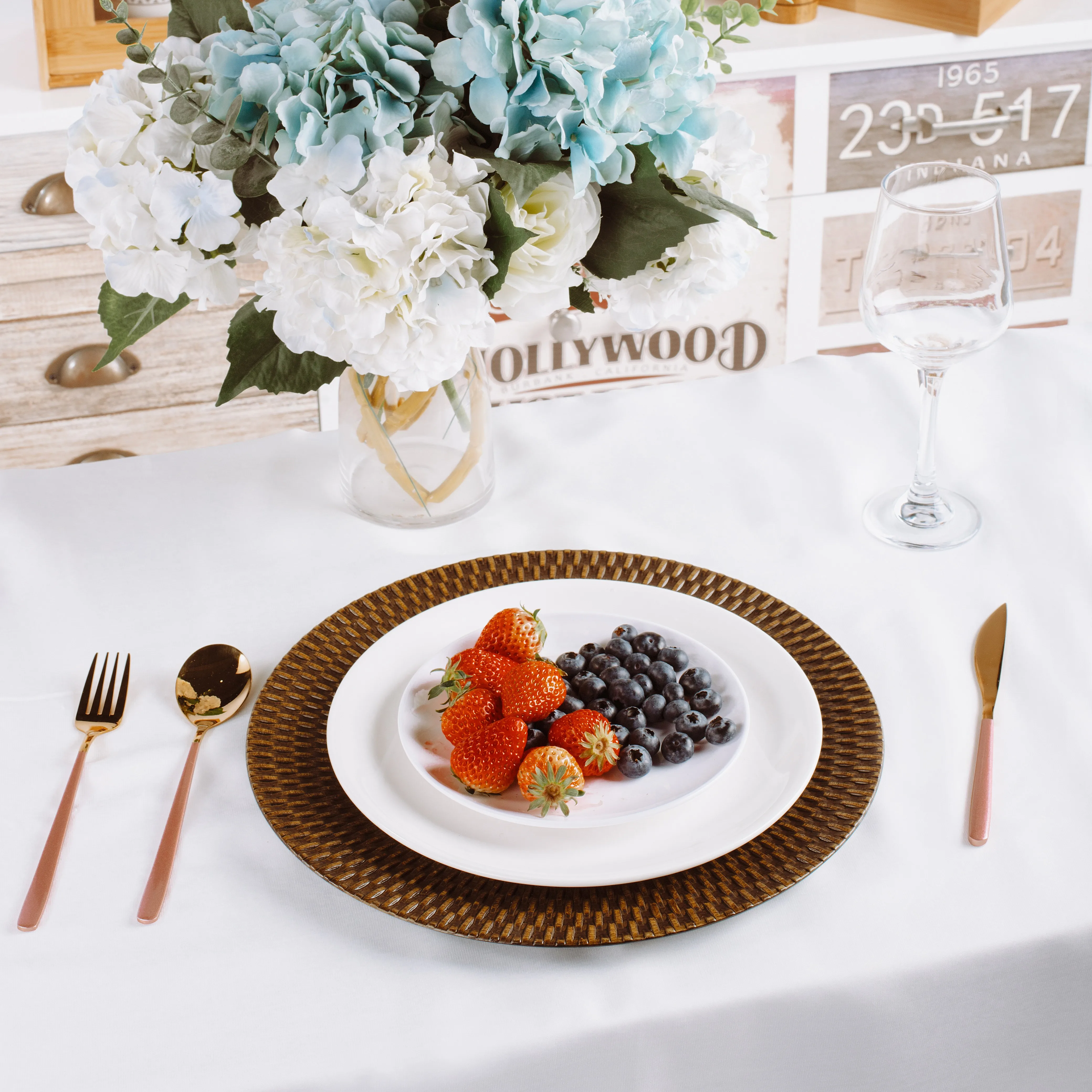 New Arrival Woven Wood Charger Plate Plates Wedding Event Ceramic