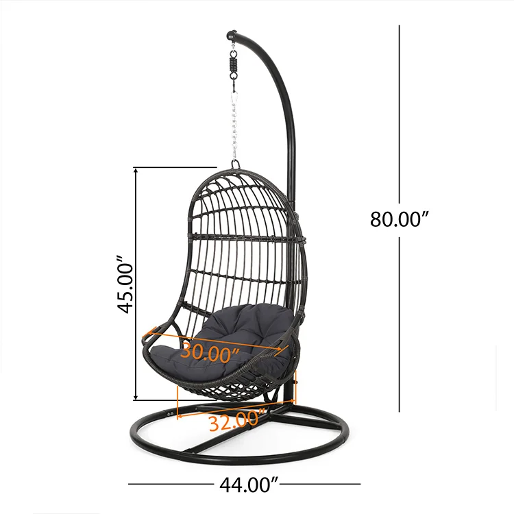
hot selling hanging basket hook shape moderon outdoor garden metal rattan beach wicker weaving swing hanging chair single seat 