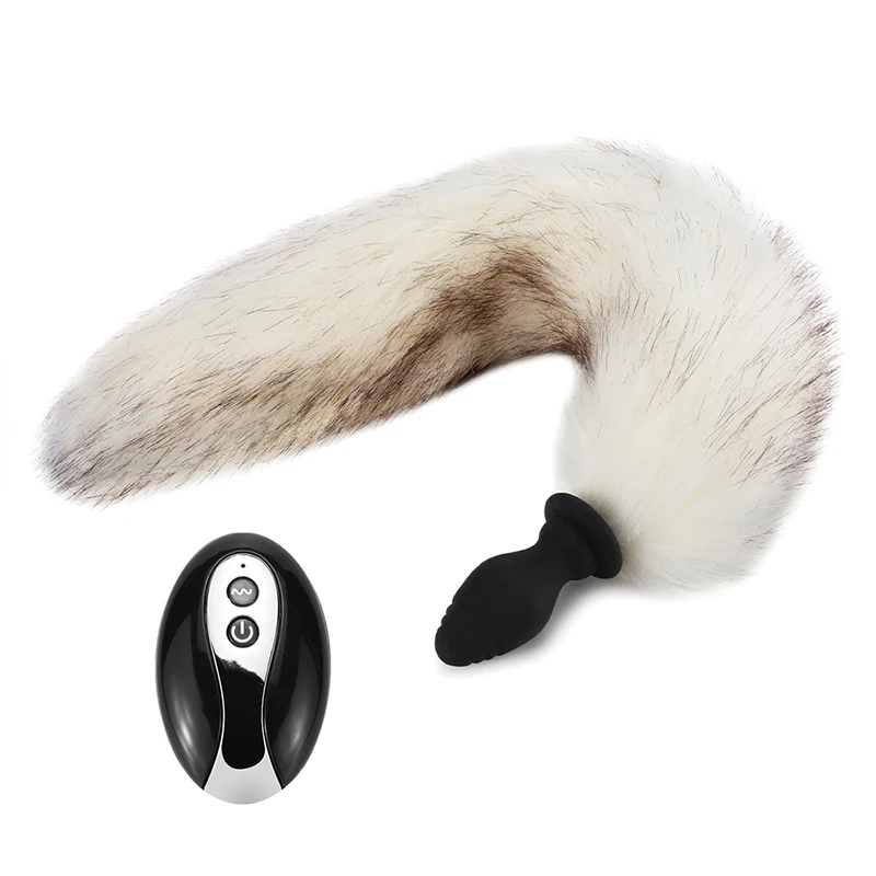 Remote Control Anal Plug Vibrator Silicon Fox Tail Anal Plug Adult Sex Toy Simulation for Women