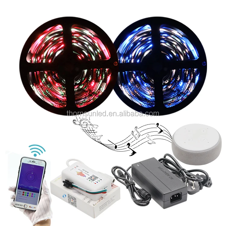 
drop ship ws2812b 30leds/m programmable led strip with SP107E blue tooth music controller 