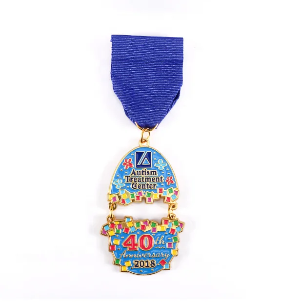 Custom Metal Medallion 3D Logo Souvenir Metal Awards Medal with Ribbon