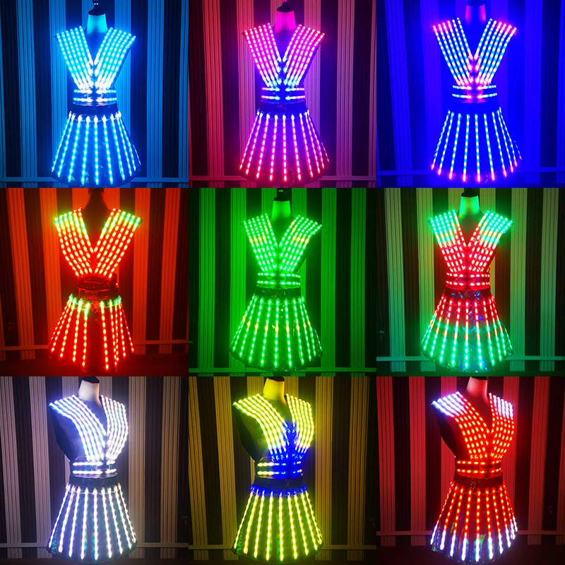 Light Up Rave Creative Stage Glowing Performance Clothing Xmas Party Fancy Dress LED Flashing Lights Party Costume