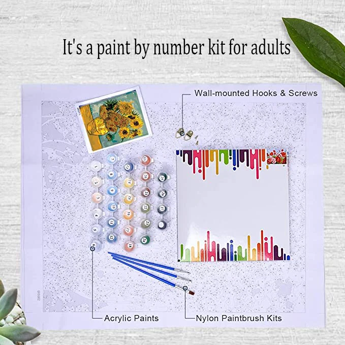 DIY Paint by Number Kit On Canvas for Beginners, New Painters,Canvas Oil Painting Kit for Adults Harbor in the sunset