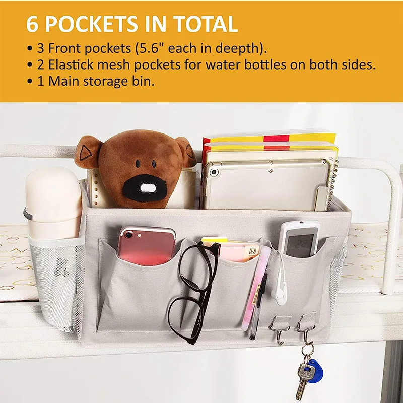 OEM Baby Bed Diaper Hanging Storage Bag Crib Organizer Canvas Large Capacity Bed Side Commodity Shelf Grocery Storage Rack Bags