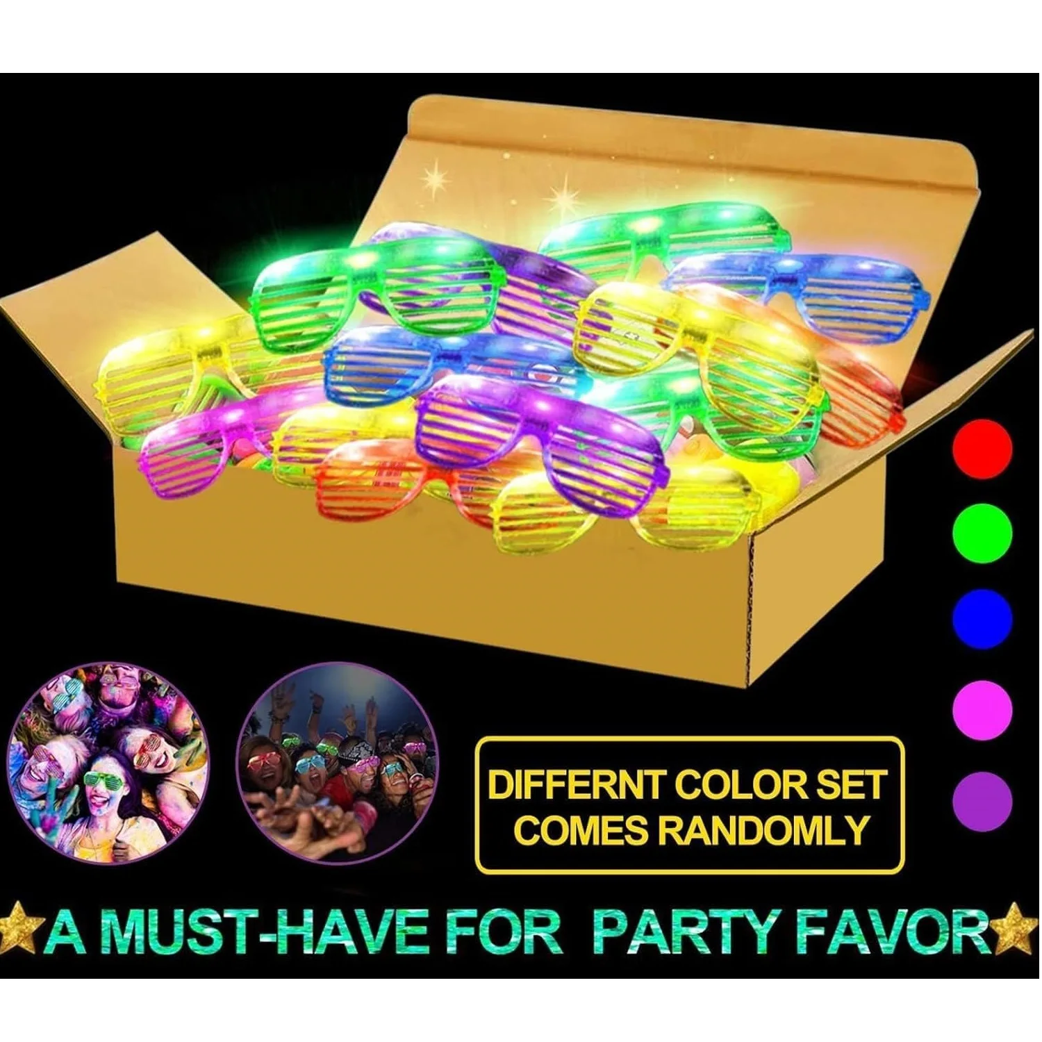 LED Glasses Party Favors 6 Colors Light Up Glasses Glow Party Supplies Shutter Shades Glow Sticks Glasses Neon Party Sunglasses