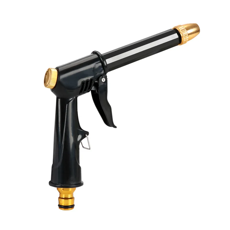 black copper-plated nozzle plastic body thick rod high pressure household car wash water gun garden flower watering nozzle