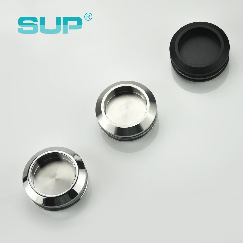 matte black gold diameter 48 mm drilling stainless steel finger pull round glass shower door handles