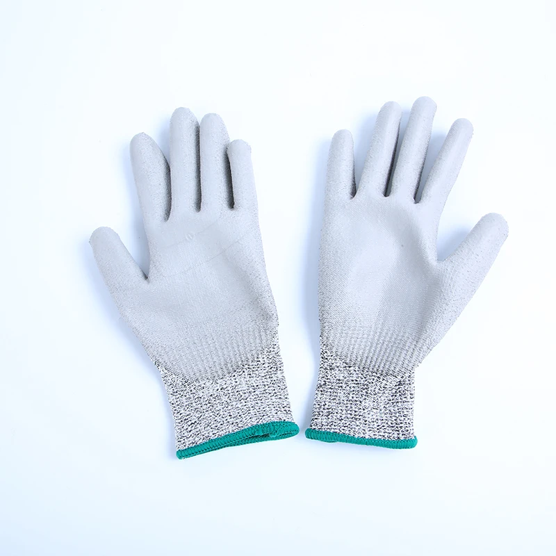 Machine Needle Seamless Knitted Gants PPE Cut Resistant Glove PU Coated For Industrial Use Anti Cut Work Safety Construction Luv