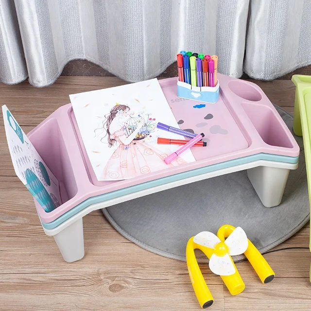 portable small ergonomic plastic kids children baby child table for student study bed reading and writing  table and desk