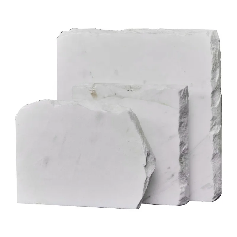 White Color Natural Stone Decoration Background Props Manual Edge Grinding Background Ornament