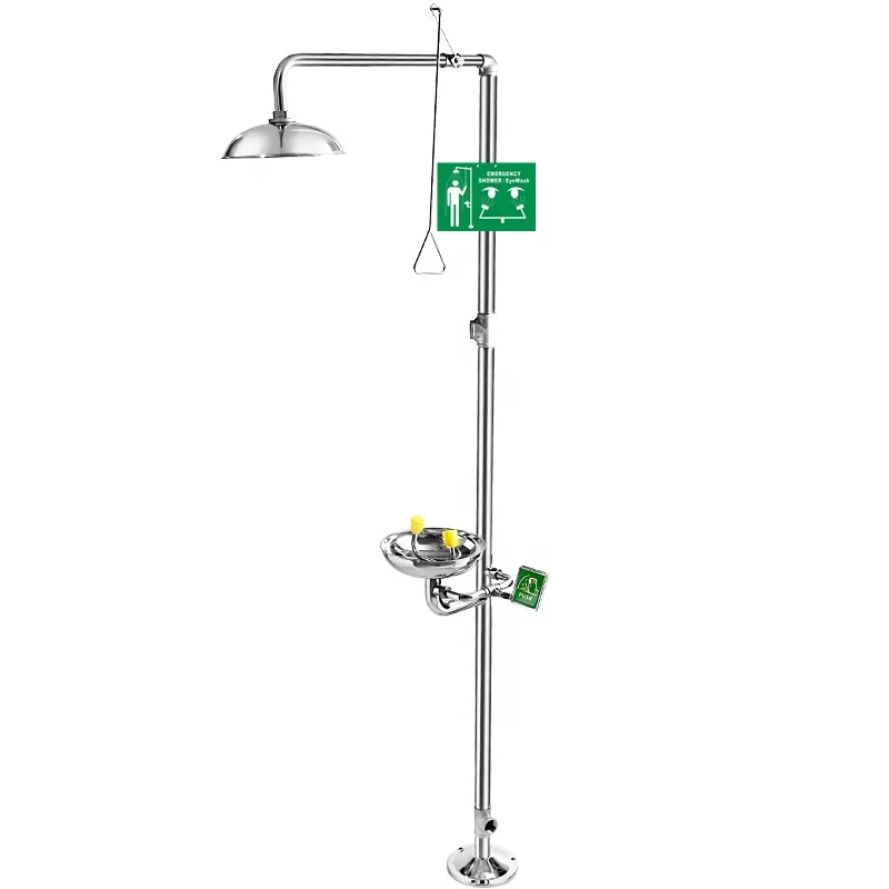 Easy installation Stainless Steel Safety Emergency Shower Eye Wash Combination Eyewash  station