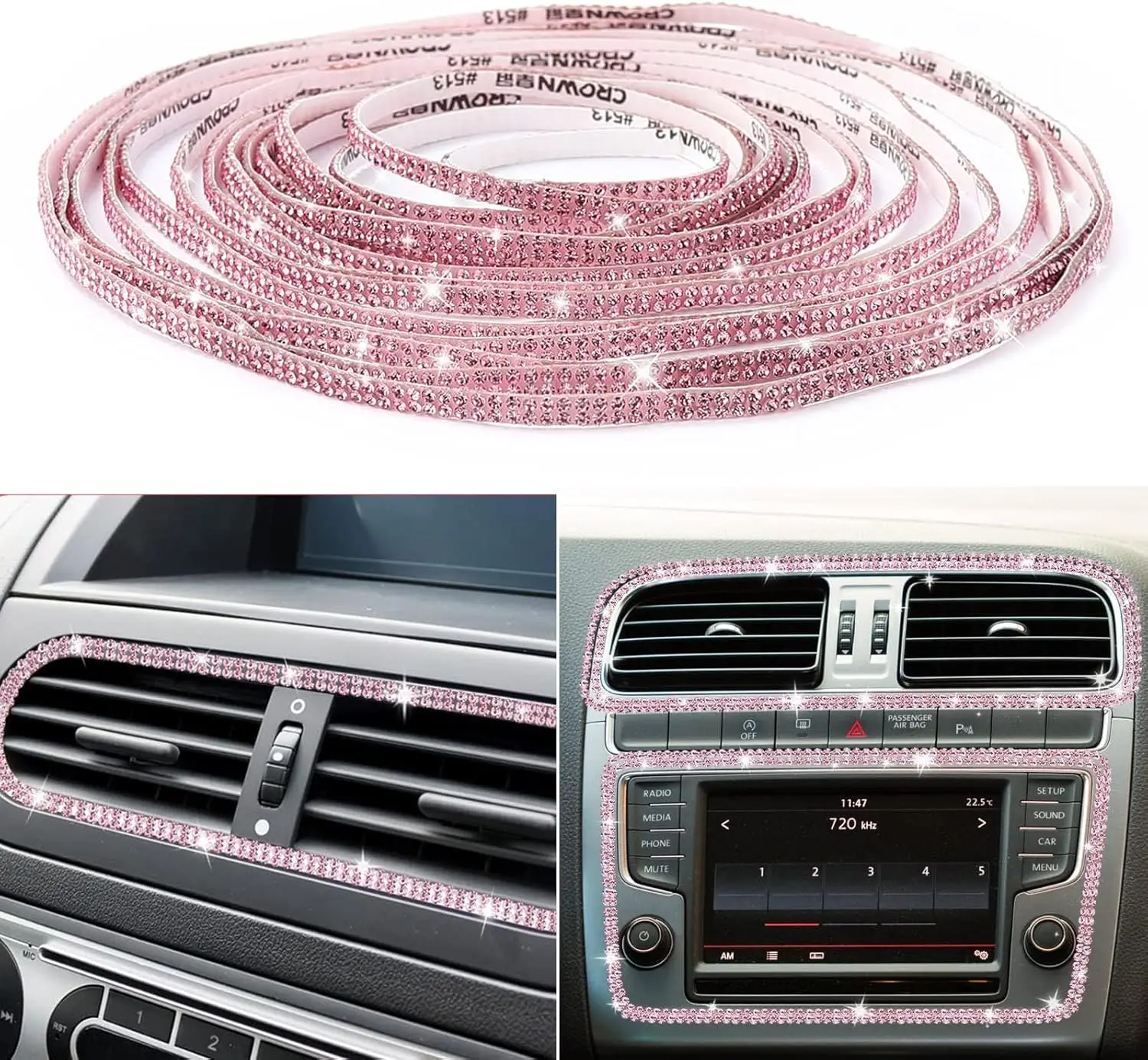 Bling Car Trim Self Adhesive 16.4Ft Rhinestone Car Accessories Interior Exterior Decoration Decorations Door Stickers