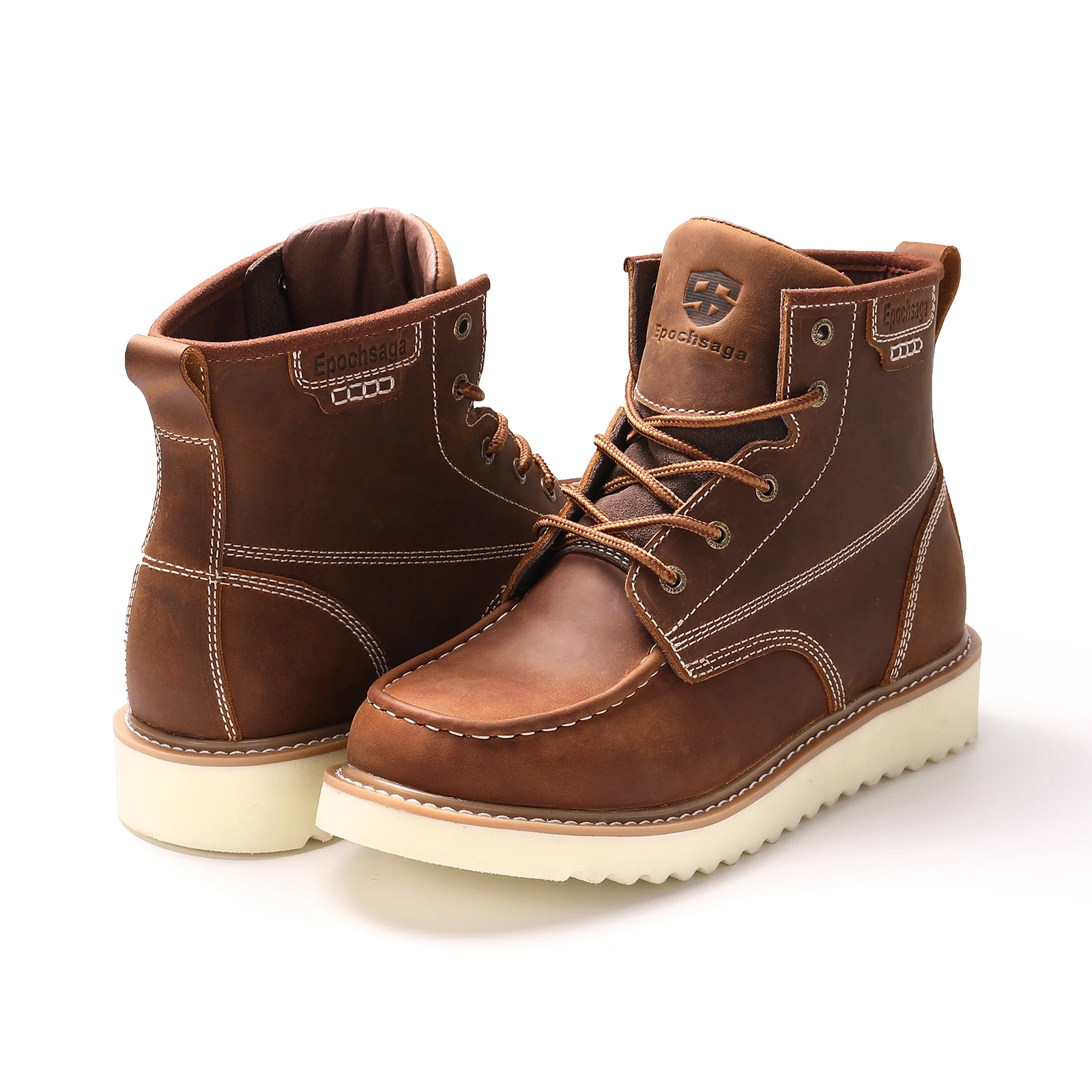 High Quality Brown Color Crazy Horse Leather Goodyear Welt Safety Boots Casual Shoes