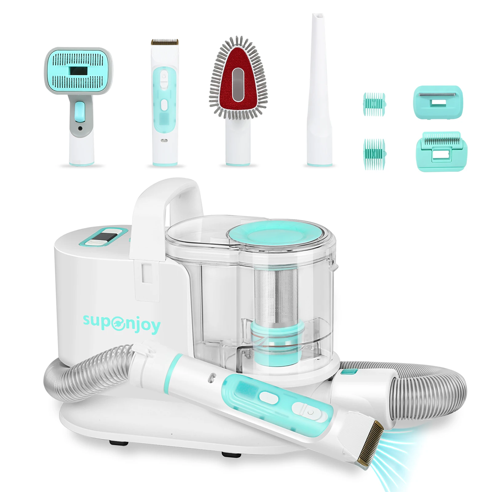 Pet Grooming Vacuum Kit Large Capacity Dog Trimmer Brush 5 In 1 Low Noise Pet Hair Remover Dog Cat Grooming Vacuum Cleaner Kit