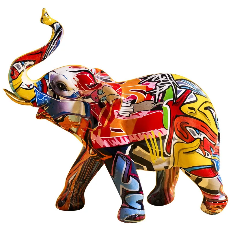 Modern art crafts creative home living room desktop animal model colorful elephant home decor luxury sculptures home decoration
