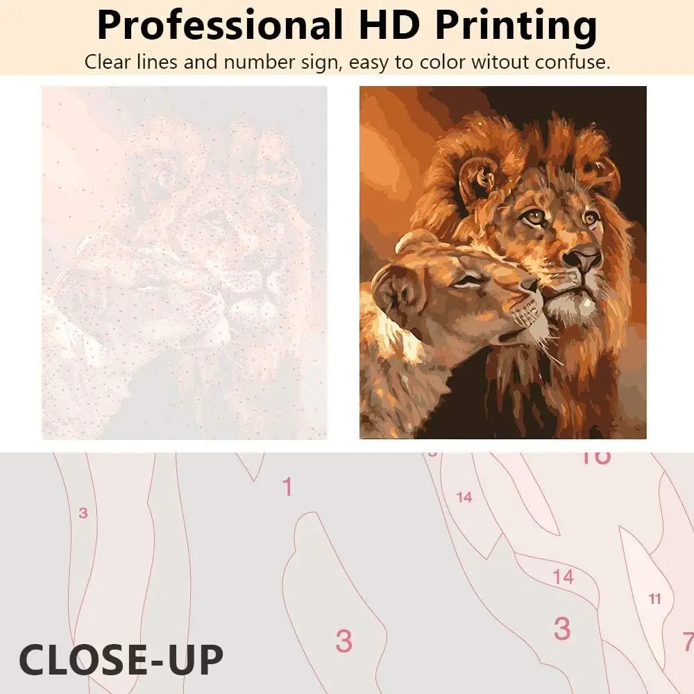 Lion King Paint by Numbers Kit Lion King Paint by numbers Kit Adult Beginner Children, Animal Adult Oil Painting Kit