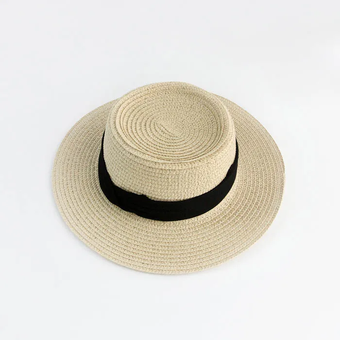 New Summer Fashion Design Straw Flat Hat Sun Shading Vacation Beach Woven