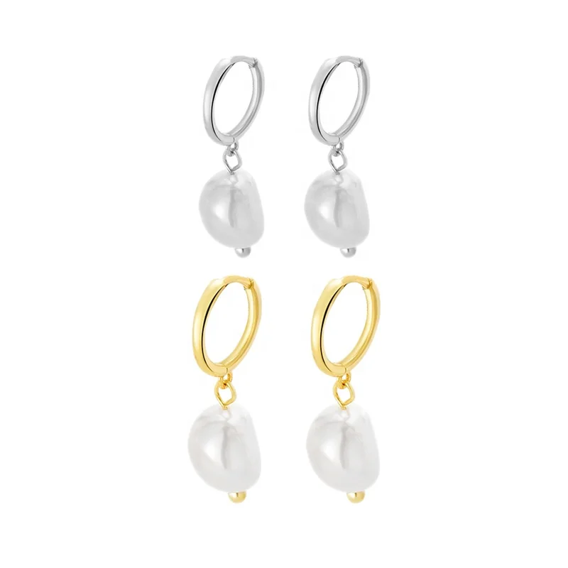 Fashion Fine Jewelry S925 Sterling Silver Gold Plated Women Drop Natural Baroque Pearl Earring for Gift
