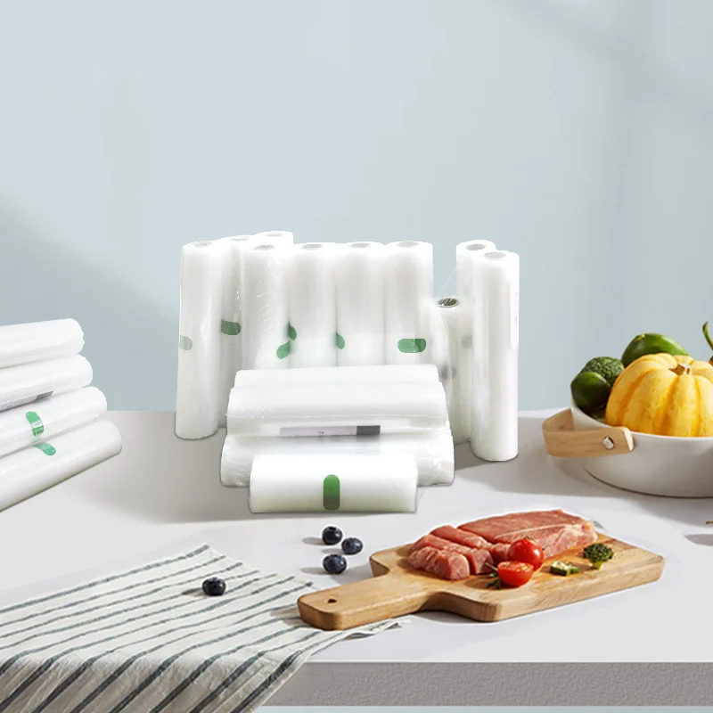 Aseptic Nylon Food Saver Bag Roll Vacuum Storage Bag Custom Sausage Freezer Embossed Vacuum Sealer Bag Roll for Food Packaging