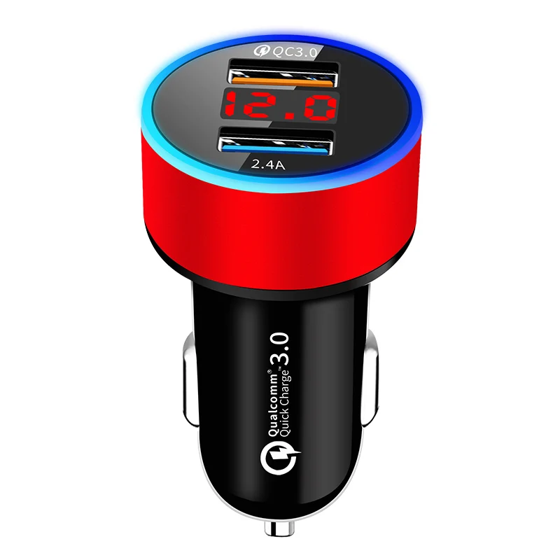 3 Usb Car Charger,Input12V/24V,Qc3.0 Output 30Wcigarette Lighter Compatible For Iphone,Ipad,Samsung Galaxy,Usb Car Charger