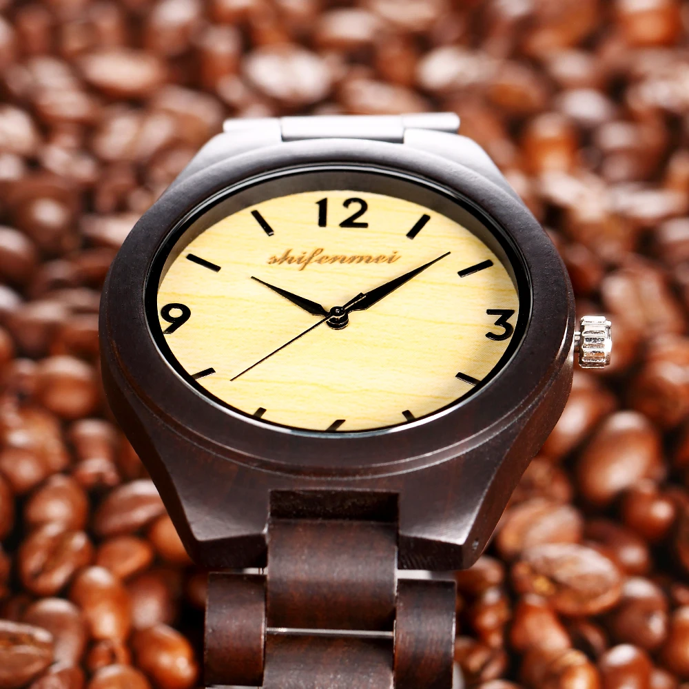 shifenmei S5507 oem custom logo high quality black sandal wood strap fashion low price watch
