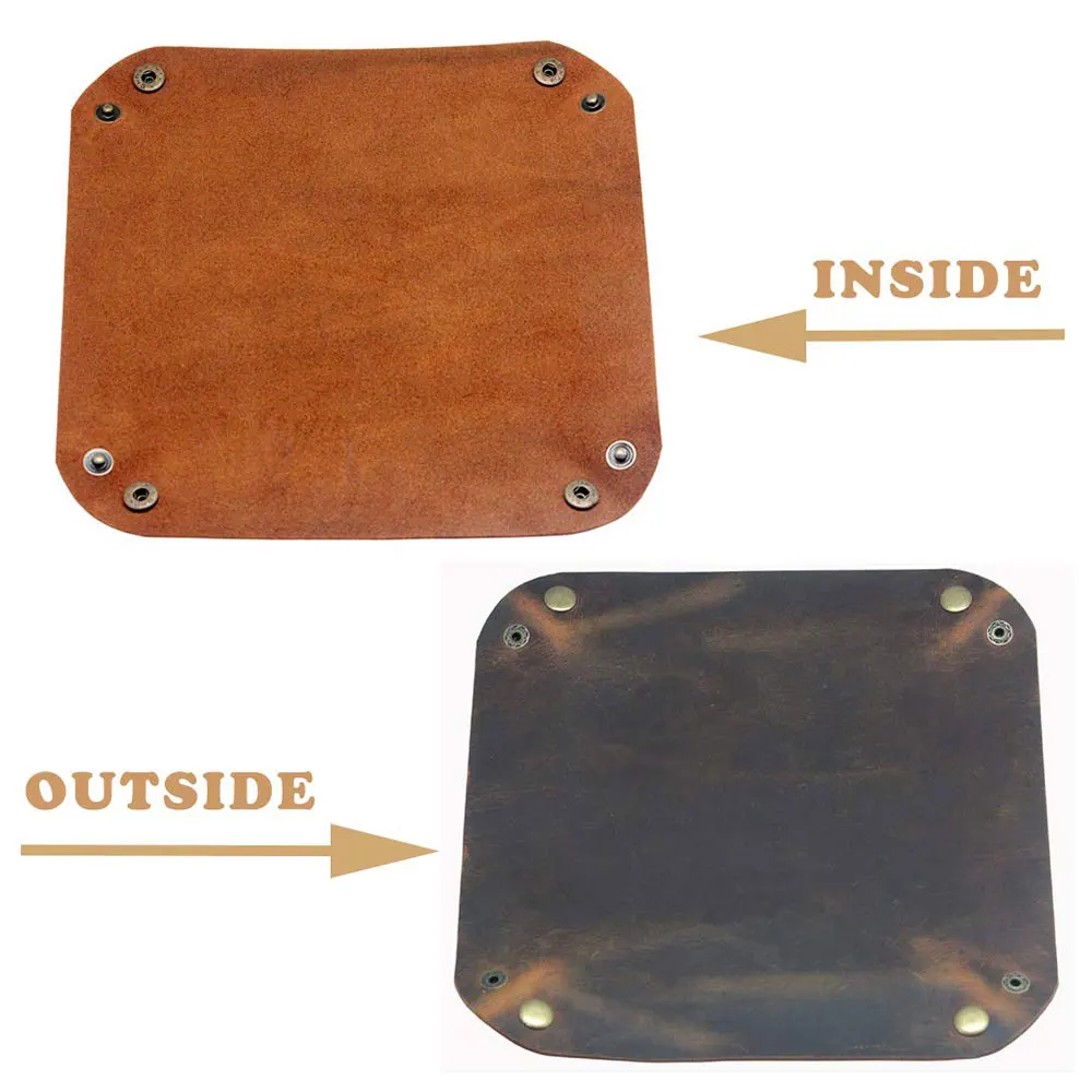 New Design Leather Folding tray for Men Leather Jewelry Catchall Key Phone Coin Box Change Caddy Bedside Storage Box