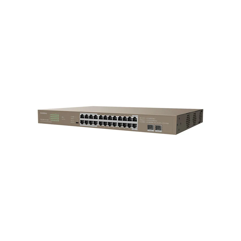Tenda Gigabit POE Switch TEG1126P-24-410W 24GE+2SFP Ethernet Switch With 24-Port PoE capacity 48G