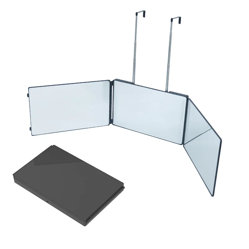 tri fold mirror Wall Mounted   hot selling China factory full length tri-folding mirror For Hair Cutting Self Haircut