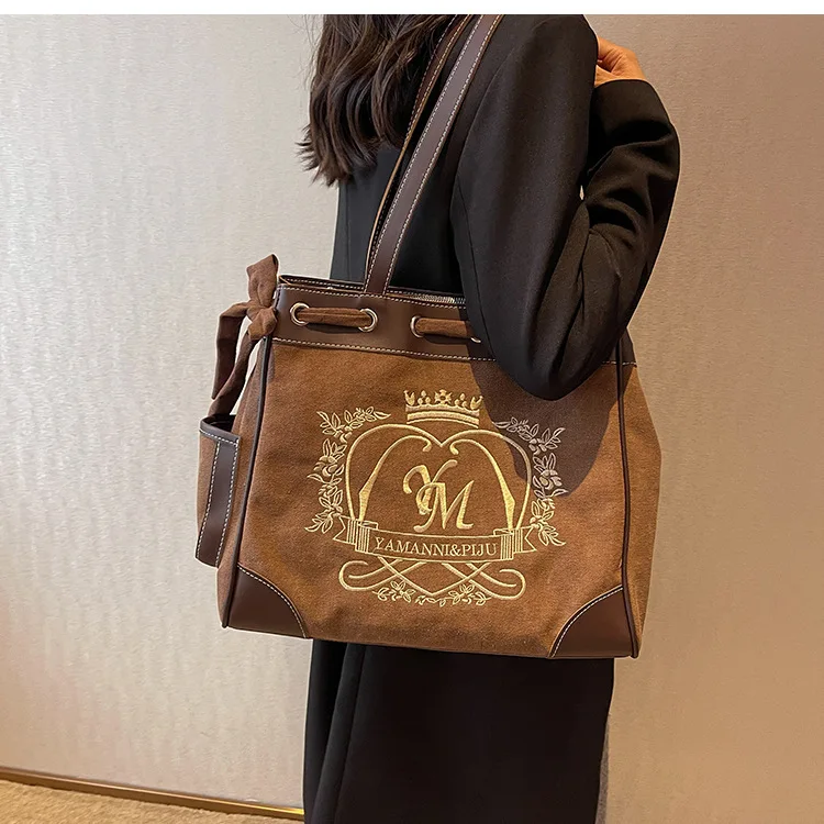 Black Handle Canvas Bag Custom Print Promotional 100% Cotton Canvas Tote Shoulder Bag Wholesale Fashion Large Canvas