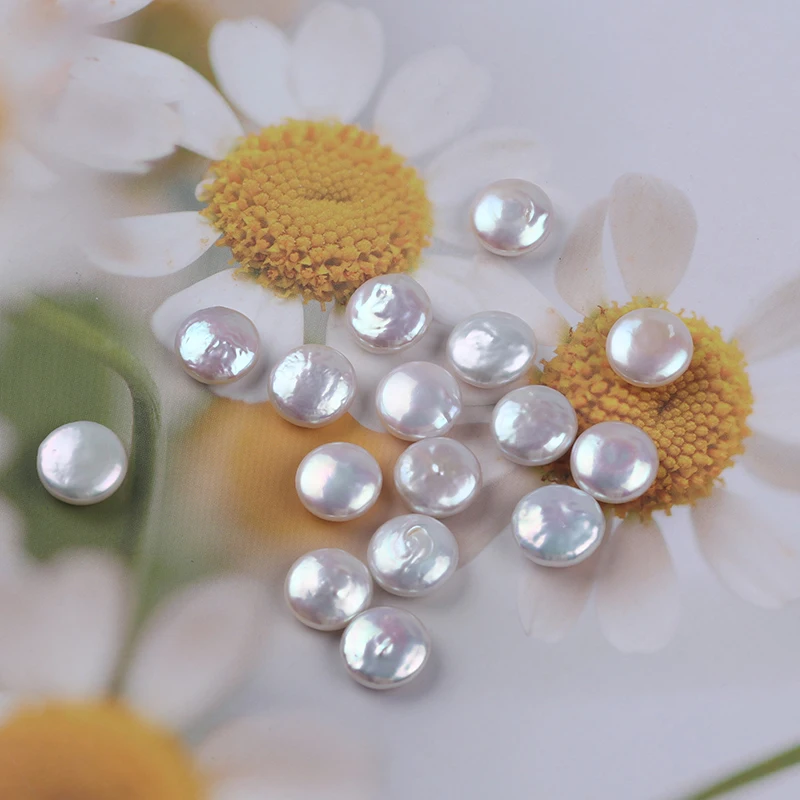 10-11mm  White Coin Shape Cultured Freshwater Pearl Baroque Loose Beads High Luster Flawless